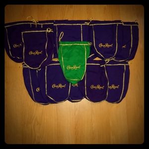 15 Blue Crown Royal bags. Plus 1 FREE Green Bag